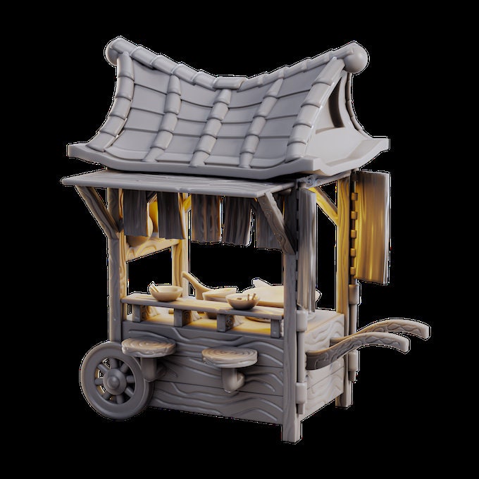Food Stall Cart, Wandering Market | TTRPG Miniature | Laura Bäcker