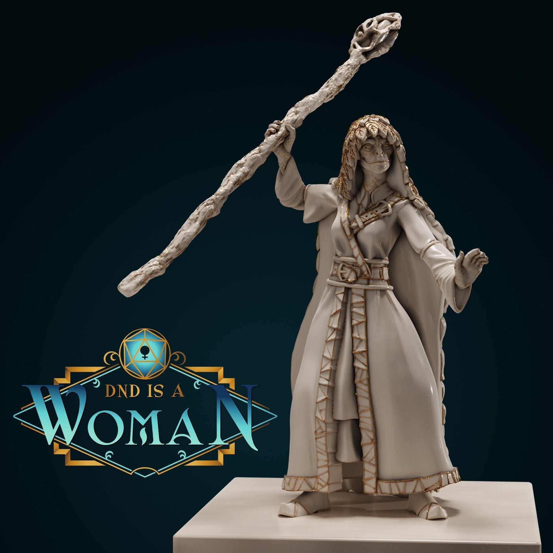 Serpentfolk Druid | D&D TTRPG Miniature | DnD Is A Woman | NO BASE