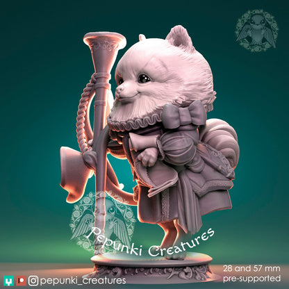 Dog Pomeranian Herald | Tabletop or Display Scale | D&D Humblewood TTRPG Miniature | Pepunki Creatures