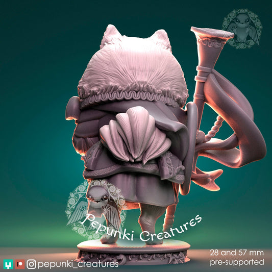Dog Pomeranian Herald | Tabletop or Display Scale | D&D Humblewood TTRPG Miniature | Pepunki Creatures
