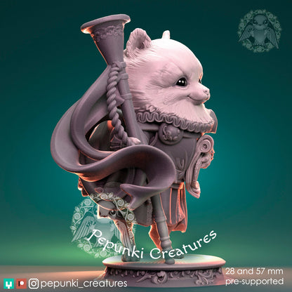 Dog Pomeranian Herald | Tabletop or Display Scale | D&D Humblewood TTRPG Miniature | Pepunki Creatures
