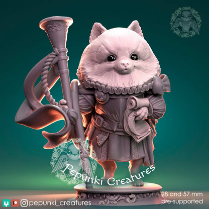 Dog Pomeranian Herald | Tabletop or Display Scale | D&D Humblewood TTRPG Miniature | Pepunki Creatures