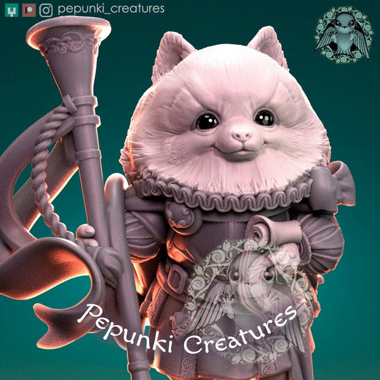 Dog Pomeranian Herald | Tabletop or Display Scale | D&D Humblewood TTRPG Miniature | Pepunki Creatures