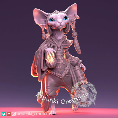 Cat Sphinx | Tabletop or Display Scale | D&D Humblewood TTRPG Miniature | Pepunki Creatures