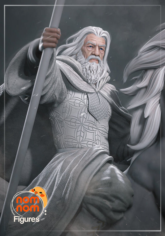 Mounted White Wizard | Resin Garage Kit Figure Movie Book Fan Art | Nomnom Figures
