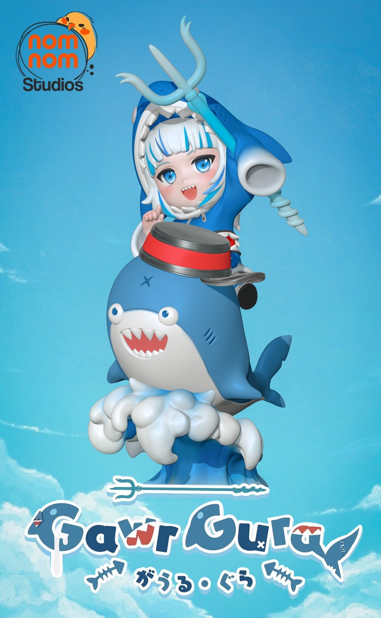 Chibi Sharky Virtual Youtuber | Resin Garage Kit Figure Fan Art Statue | Nomnom Figures