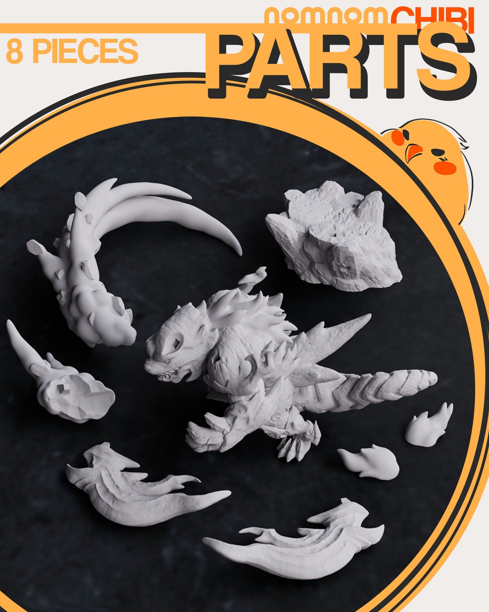 Chibi Fiery Esper | Resin Garage Kit Figure Video Game Fan Art | Nomnom Figures