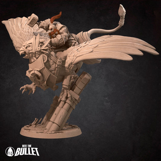Dwarf Gryphon Master | TABLETOP SCALE | TTRPG Miniature | Bite the Bullet | Unpainted, Unplated Resin 8k
