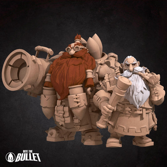 Dwarf Mortar Team | TABLETOP SCALE | TTRPG Miniature | Bite the Bullet | Unpainted, Unplated Resin 8k