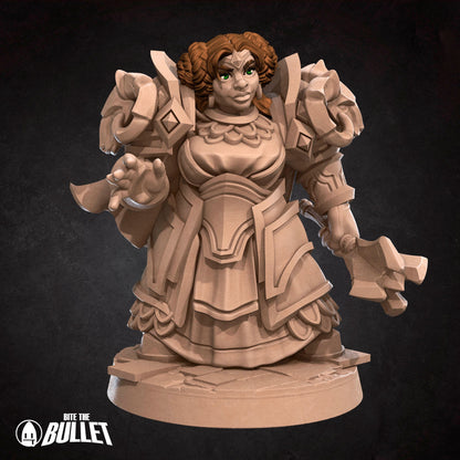 Dwarf Priestess | TABLETOP SCALE | TTRPG Miniature | Bite the Bullet | Unpainted, Unplated Resin 8k