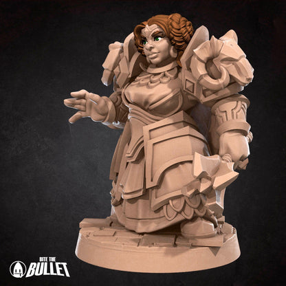 Dwarf Priestess | TABLETOP SCALE | TTRPG Miniature | Bite the Bullet | Unpainted, Unplated Resin 8k