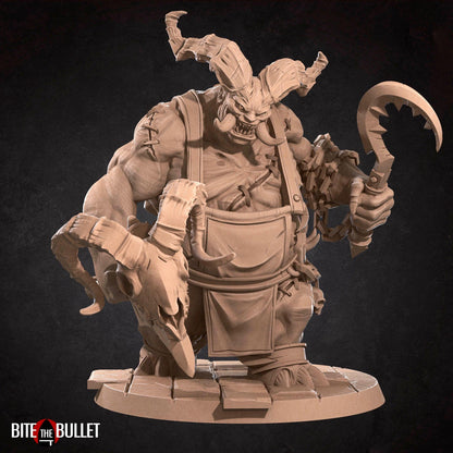 Flesh Carver, Demon | TABLETOP SCALE | TTRPG Miniature | Bite the Bullet | Unpainted, Unplated Resin 8k