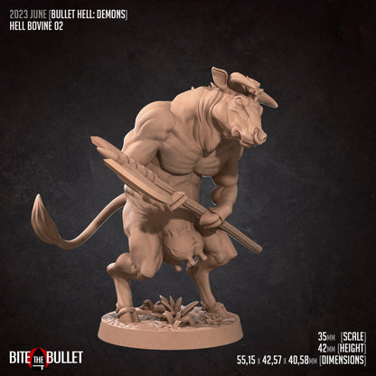 Hell Bovines, Demon Minotaurs | TABLETOP SCALE | TTRPG Miniature | Bite the Bullet | Unpainted, Unplated Resin 8k