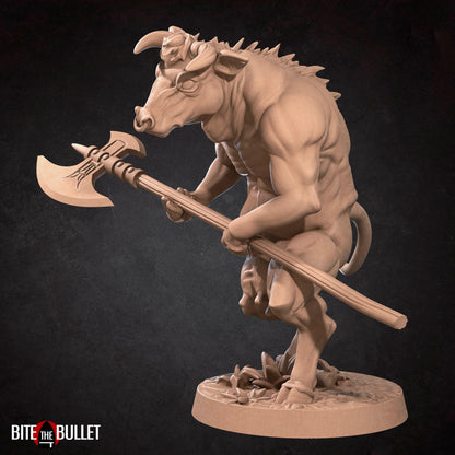 Hell Bovines, Demon Minotaurs | TABLETOP SCALE | TTRPG Miniature | Bite the Bullet | Unpainted, Unplated Resin 8k