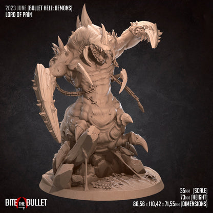 Lord of Pain, Demon | TABLETOP SCALE | TTRPG Miniature | Bite the Bullet | Unpainted, Unplated Resin 8k