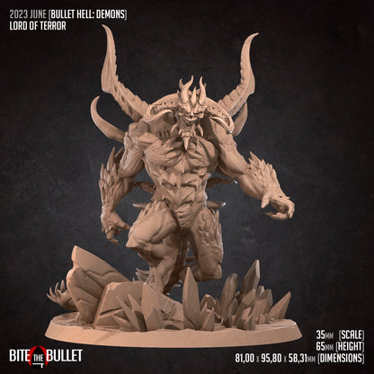 Lord of Terror, Demon | TABLETOP SCALE | TTRPG Miniature | Bite the Bullet | Unpainted, Unplated Resin 8k
