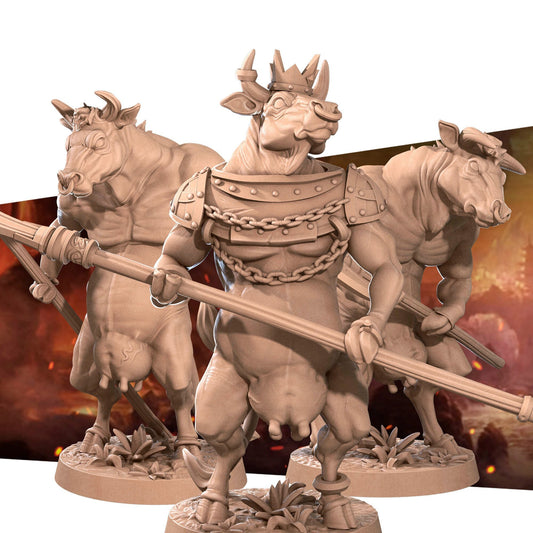 Hell Bovines, Demon Minotaurs | TABLETOP SCALE | TTRPG Miniature | Bite the Bullet | Unpainted, Unplated Resin 8k