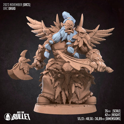 Orc Druid | TABLETOP SCALE | D&D TTRPG Miniature | Bite the Bullet | Unpainted, Unplated Resin 8k