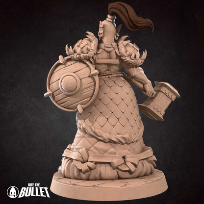 Orc Fighter | TABLETOP SCALE | D&D TTRPG Miniature | Bite the Bullet | Unpainted, Unplated Resin 8k