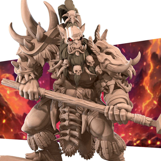 Orc Necromancer | TABLETOP SCALE | D&D TTRPG Miniature | Bite the Bullet | Unpainted, Unplated Resin 8k