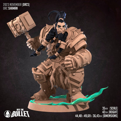 Orc Shaman | TABLETOP SCALE | D&D TTRPG Miniature | Bite the Bullet | Unpainted, Unplated Resin 8k
