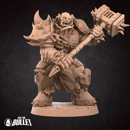 Orc Warlord | TABLETOP SCALE | D&D TTRPG Miniature | Bite the Bullet | Unpainted, Unplated Resin 8k