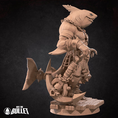 Sharkfolk Bandit | TABLETOP SCALE | TTRPG Miniature | Bite the Bullet | Unpainted, Unplated Resin 8k