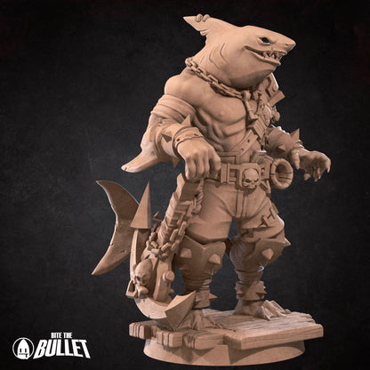 Sharkfolk Bandit | TABLETOP SCALE | TTRPG Miniature | Bite the Bullet | Unpainted, Unplated Resin 8k