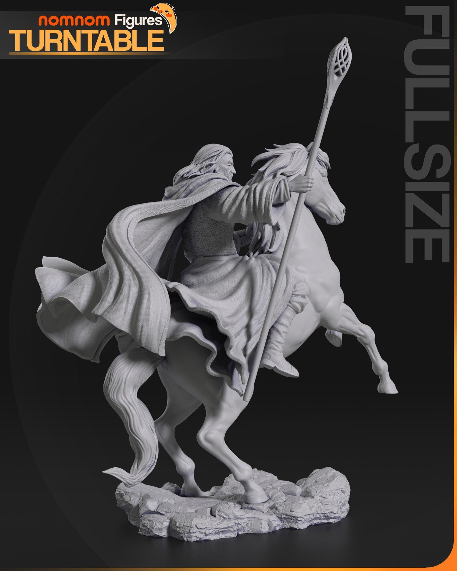 Mounted White Wizard | Resin Garage Kit Figure Movie Book Fan Art | Nomnom Figures