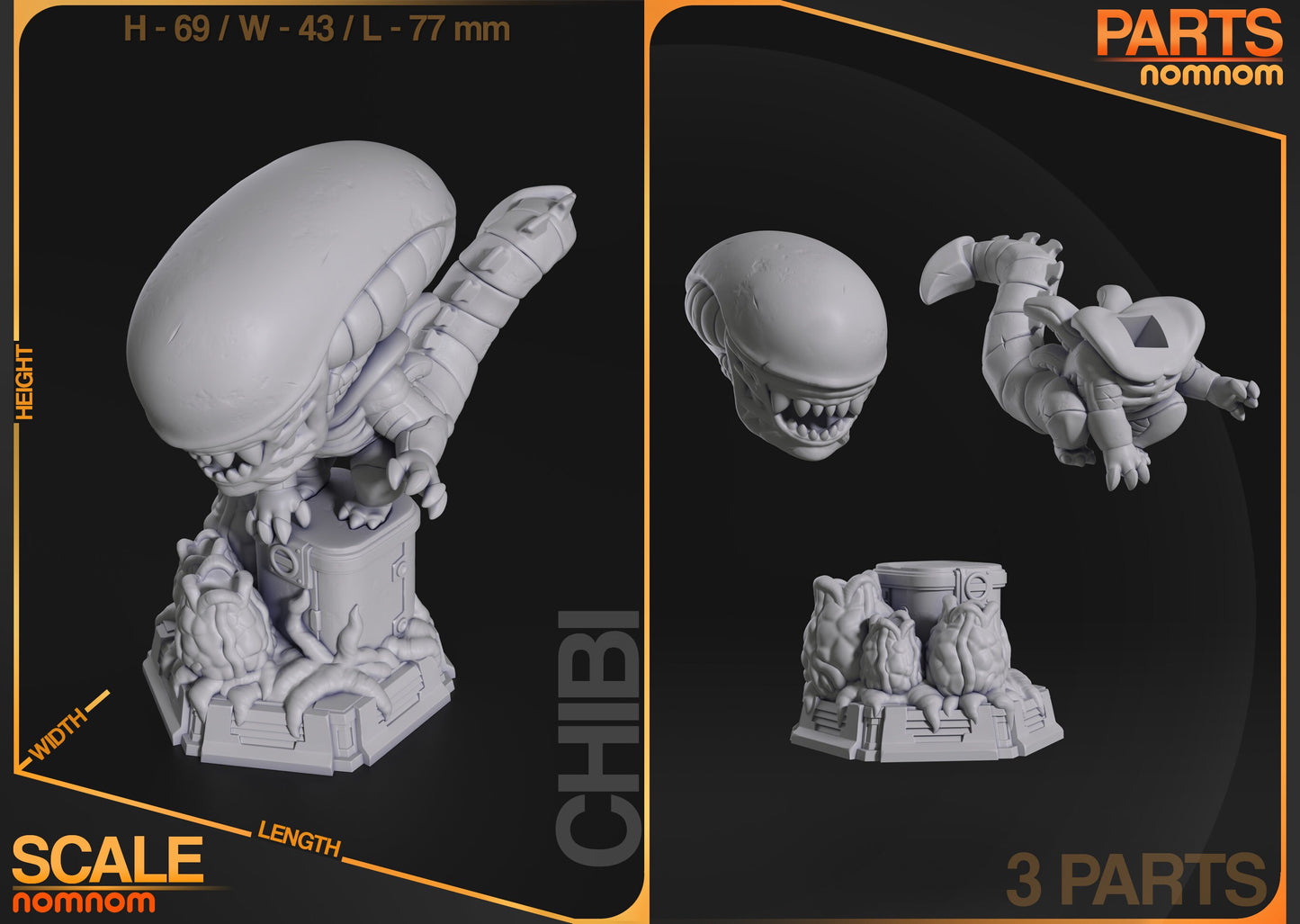 Chibi Alien | Resin Garage Kit Figure Movie Video Game Fan Art | Nomnom Figures