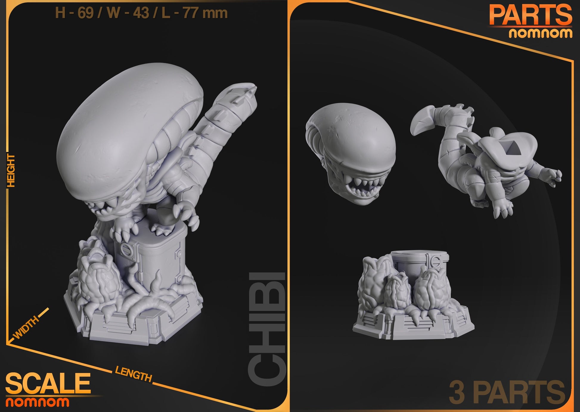 Chibi Alien | Resin Garage Kit Figure Movie Video Game Fan Art | Nomnom Figures