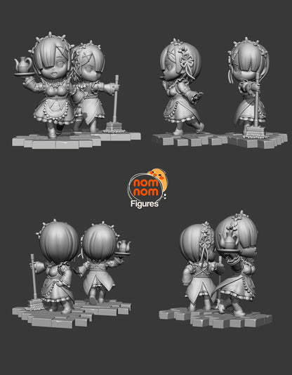 Chibi Margrave Maids | Resin Garage Kit Figure Anime Fan Art | Nomnom Figures