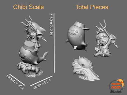 Chibi Sharky Virtual Youtuber | Resin Garage Kit Figure Fan Art Statue | Nomnom Figures