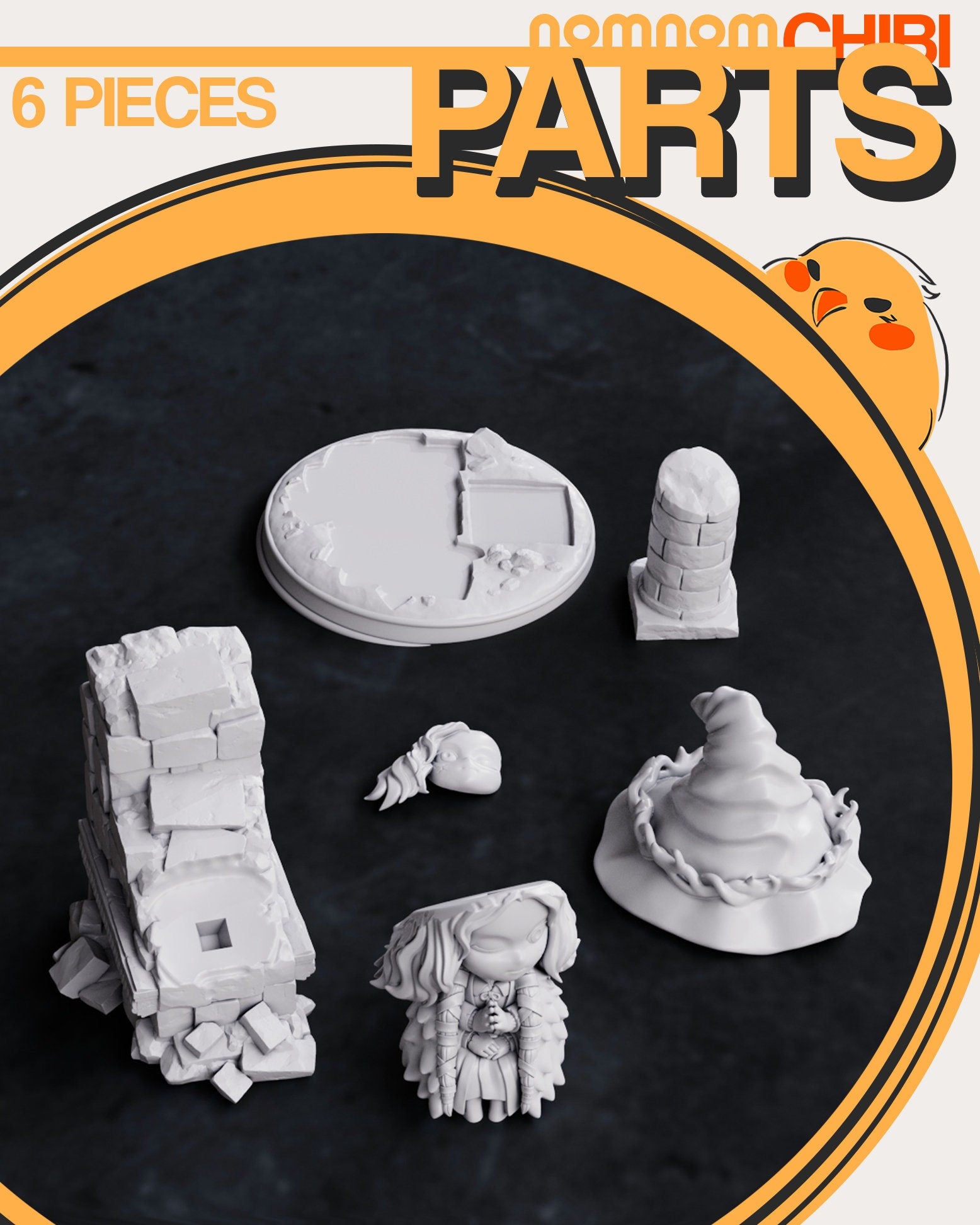 Chibi Blue Witch | Resin Garage Kit Figure Video Game Fan Art | Nomnom Figures