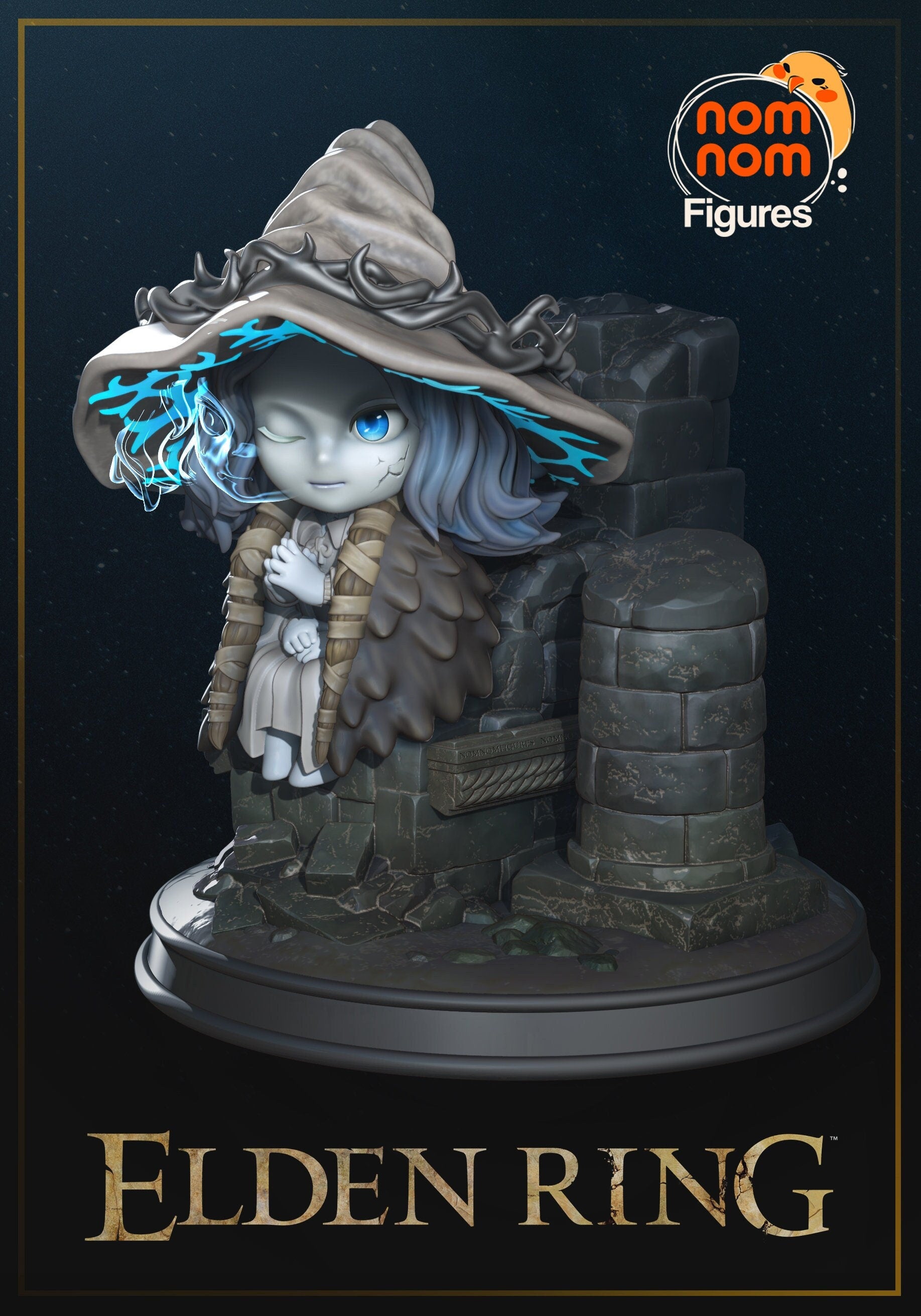 Chibi Blue Witch | Resin Garage Kit Figure Video Game Fan Art | Nomnom Figures