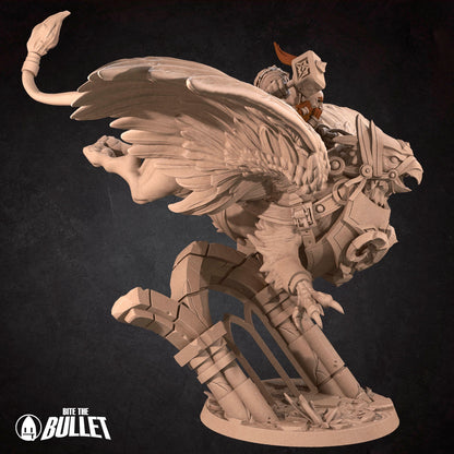 Dwarf Gryphon Master | TABLETOP SCALE | TTRPG Miniature | Bite the Bullet | Unpainted, Unplated Resin 8k
