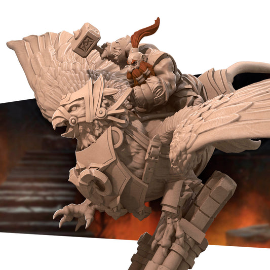 Dwarf Gryphon Master | TABLETOP SCALE | TTRPG Miniature | Bite the Bullet | Unpainted, Unplated Resin 8k