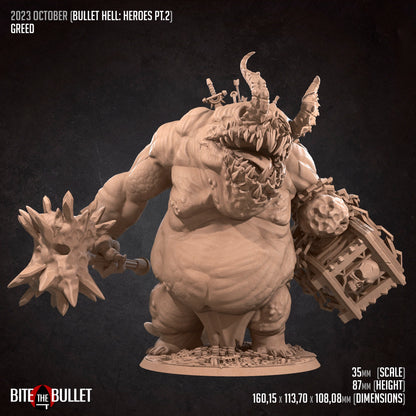 Greed, Demon | TABLETOP SCALE | TTRPG Miniature | Bite the Bullet | Unpainted, Unplated Resin 8k