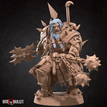 Bullet Hell, Hero Barbarian, Male | TABLETOP SCALE | D&D TTRPG Miniature | Bite the Bullet | Unpainted, Unplated Resin 8k