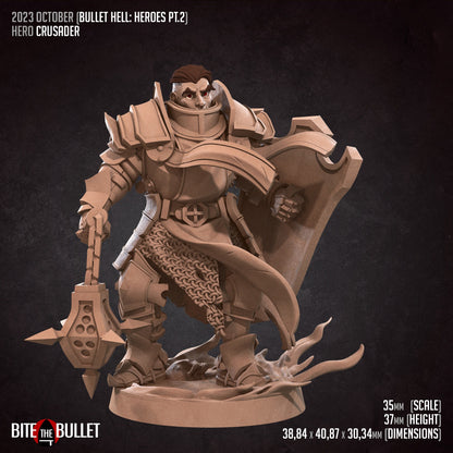 Bullet Hell, Hero Crusader | TABLETOP SCALE | D&D TTRPG Miniature | Bite the Bullet | Unpainted, Unplated Resin 8k