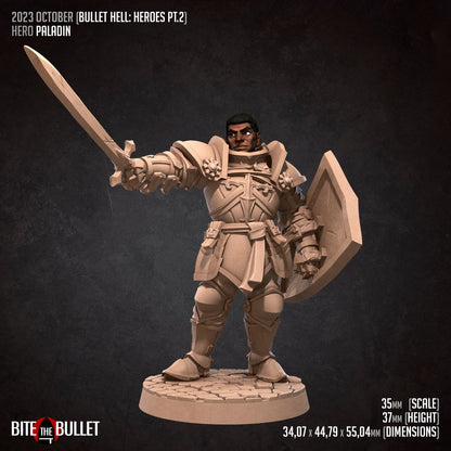 Bullet Hell, Hero Paladin | TABLETOP SCALE | D&D TTRPG Miniature | Bite the Bullet
