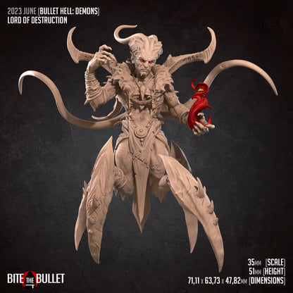 Lord of Destruction, Demon | TABLETOP SCALE | TTRPG Miniature | Bite the Bullet | Unpainted, Unplated Resin 8k