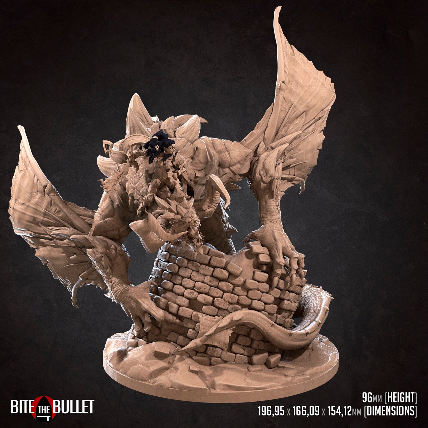 Nightfall the Corrupted Wyvern | TABLETOP SCALE | TTRPG Miniature | Bite the Bullet | Unpainted, Unplated Resin 8k