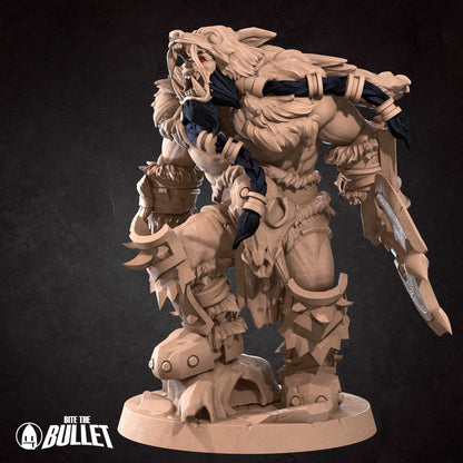 Orc Barbarian | TABLETOP SCALE | D&D TTRPG Miniature | Bite the Bullet | Unpainted, Unplated Resin 8k