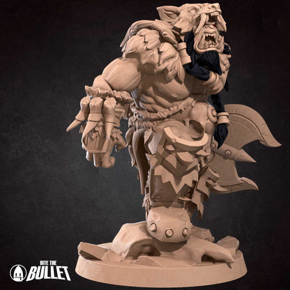 Orc Barbarian | TABLETOP SCALE | D&D TTRPG Miniature | Bite the Bullet | Unpainted, Unplated Resin 8k