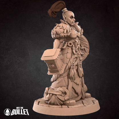Orc Fighter | TABLETOP SCALE | D&D TTRPG Miniature | Bite the Bullet | Unpainted, Unplated Resin 8k