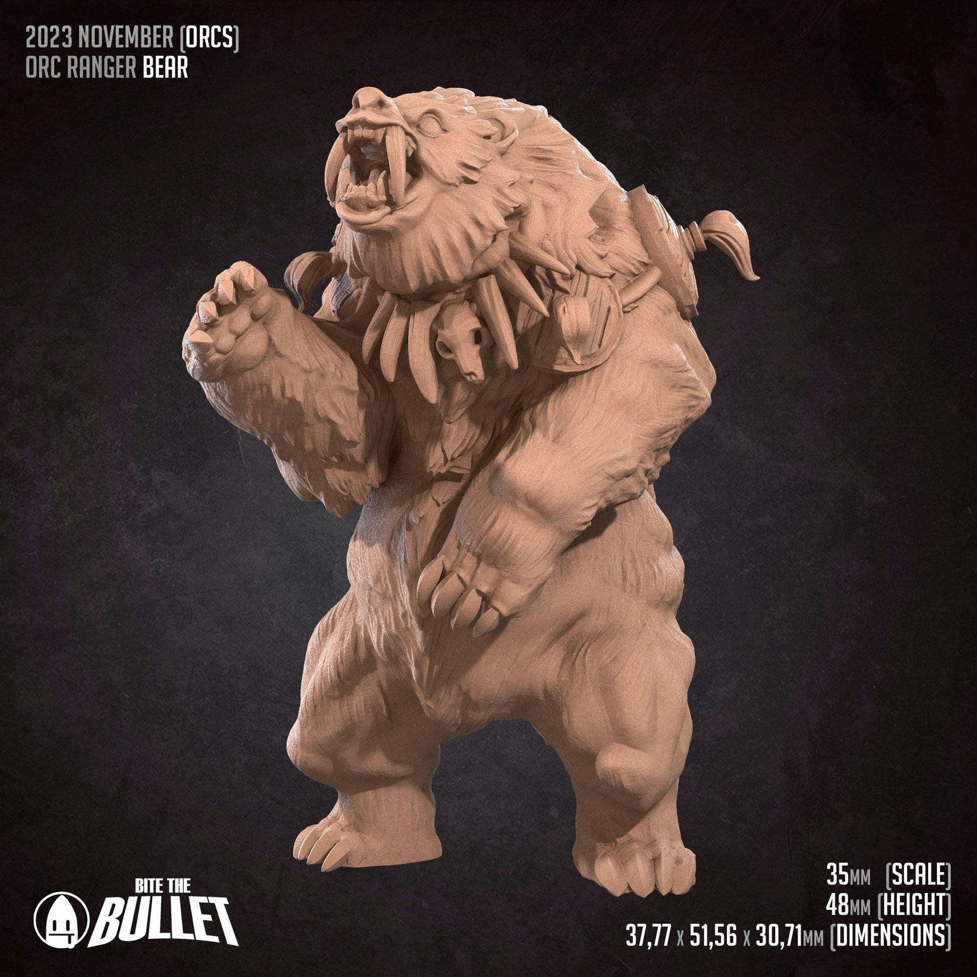 Orc Ranger | TABLETOP SCALE | D&D TTRPG Miniature | Bite the Bullet | Unpainted, Unplated Resin 8k
