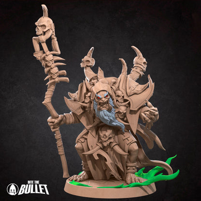 Orc Warlock | TABLETOP SCALE | D&D TTRPG Miniature | Bite the Bullet | Unpainted, Unplated Resin 8k