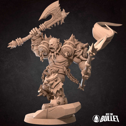 Orc Warrior | TABLETOP SCALE | D&D TTRPG Miniature | Bite the Bullet | Unpainted, Unplated Resin 8k