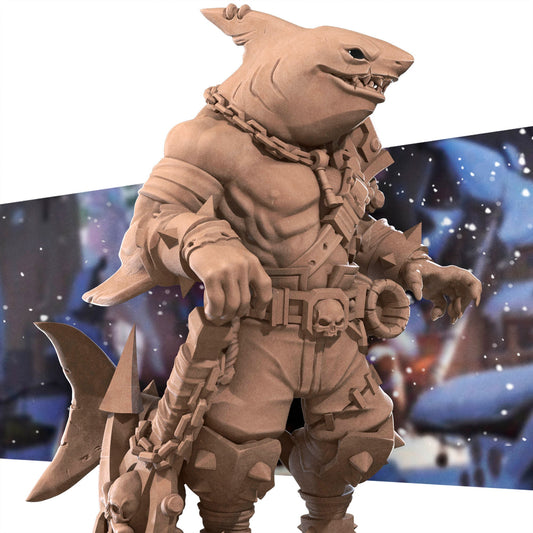 Sharkfolk Bandit | TABLETOP SCALE | TTRPG Miniature | Bite the Bullet | Unpainted, Unplated Resin 8k